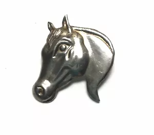 Vintage gemarkt Sterling Silber 925 Pferdekopf Reiter aufwendige Anstecknadel/Brosche - Bild 1 von 2