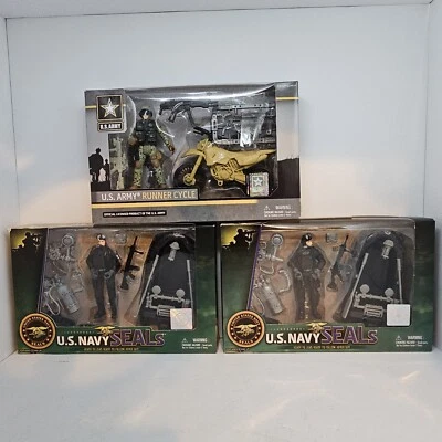 Set Of 3 US Navy Seals/US Army Runner Cycle Military Toy Action Figure Excite  - Image 1 of 4