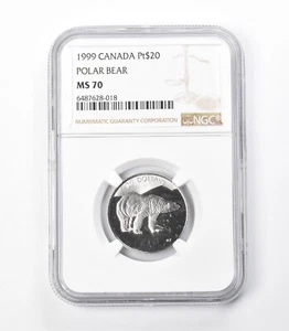 MS70 1999 Canada 20 Dollars 1/2 Oz Platinum Polar Bear NGC *9395 - Picture 1 of 3