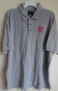 MENS X-LARGE GRAY/RED NEBRASKA POLO SHIRT EMBROIDERY--NWT! - Picture 1 of 4