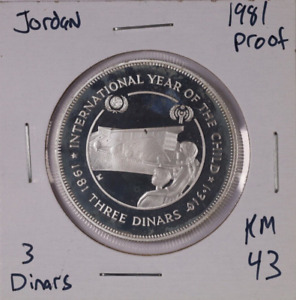 1981 Jordan 3 dinars Silver Proof Coin - International Year of the Child