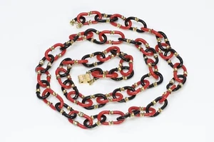 Archimede Seguso CHANEL 1960’s Red Black Glass Extra Long Chain Link Necklace - Picture 1 of 3