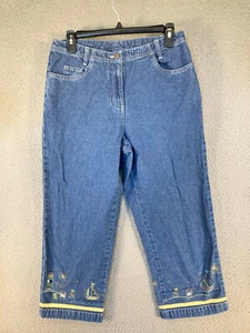 Christopher & Banks Jeans Women's 4 Blue Crop Embroidered Beach Grandma Core - Picture 1 of 18