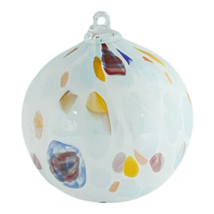 White Murano Glass Bauble Xmas Christmas Decoration Ball Multi Millefiori 6cm - Picture 1 of 3