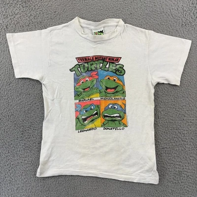 Vintage Teenage Mutant Ninja Turtles Shirt Boys Medium White 90s Cartoon TMNT - Image 1 of 4
