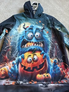Hoodie Sweatshirt Black Multicolored Youth Size Large New - Picture 1 of 5