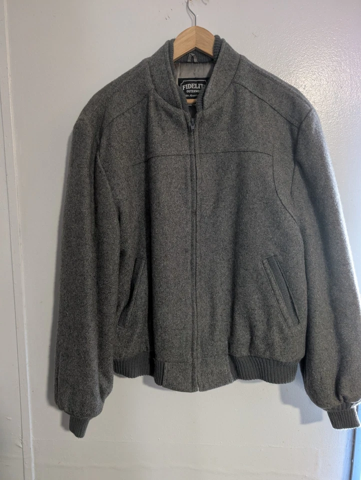 Fidelity Outerwear Boston, MA, EE. UU.) cremallera completa, mezcla de lana chaqueta, vintage XL  Foto 1 de 4