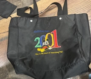 Vintage Disney World Large Nylon Tote Bag Black 2001  - Picture 1 of 4