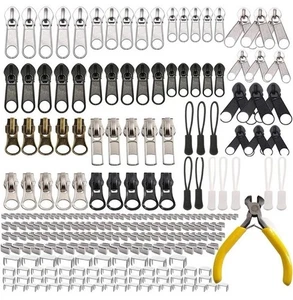 Meikeer 252-Piece Universal Zipper Repair Kit -Replacement Zippers,Pulls & Tools - Picture 1 of 12