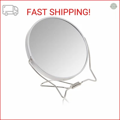 Espejo de maquillaje de doble cara con soporte - 1X y 3X aumento - ligero y trasero Foto 1 de 2
