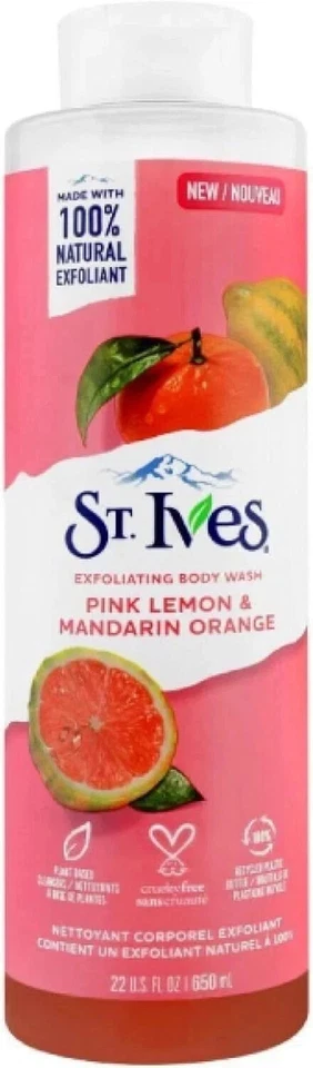 ST. Ives Radiant Skin Exfoliating Shower Gel Pink Lemon and Mandarin Orange650ml - Image 1 of 4