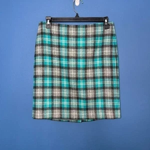 Minifalda para mujer Talbots a cuadros mezcla de lana talla 2 pequeña gris azulado preppy punk - Imagen 1 de 6