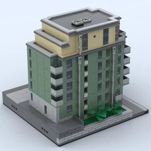 Modubrix Mocs Modular Building Blocks Apartment House with 8 Floors  Bricks Toys - Picture 1 of 1