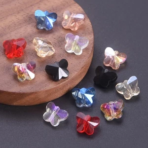 Cuentas sueltas artesanales de vidrio facetado mariposa de 10x8 mm 20 un. para joyería hágalo usted mismo - Imagen 1 de 11