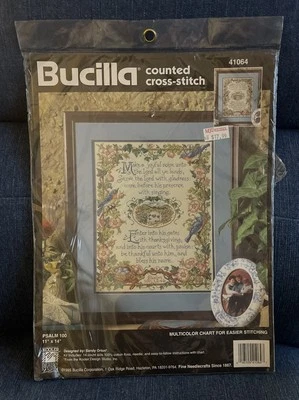 Kit de punto de cruz contado Bucilla Psalm 100 11 x 4 Sandy Orton 1995 #41064 Foto 1 de 4