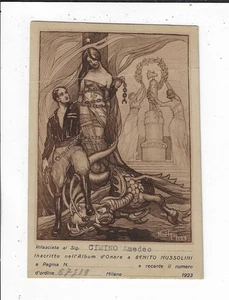 Tarjeta postal conmemorativa firmada por artista Mussolini 1923 p2357 - Imagen 1 de 2