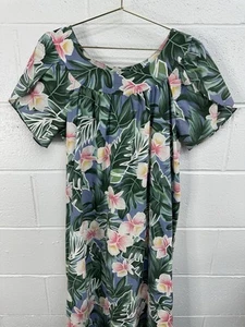 Hilo Hattie Hawaiian Ruffle Maxi Dress Muumuu Tropical Floral Aloha / Large - Picture 1 of 5