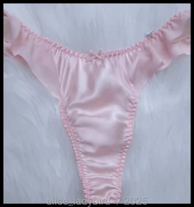 NWT Vintage 100% SILK Thong PANTIES Flutter PURE Satin Bow String Bikini ~M/L - Picture 1 of 5