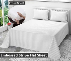 100% Egyptian Cotton White Flat Sheets Bed Sheet Single Double King All Size - Picture 1 of 161