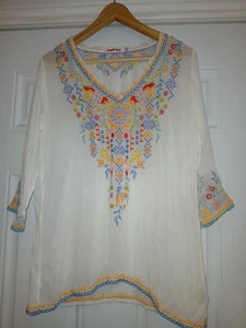 Beautiful Johnny Was Tunic Embroidered Peasant Blouse Size Small - Picture 1 of 5