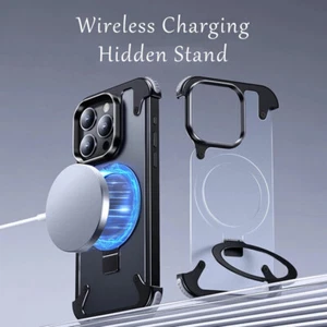 Matte Metal Ring Holder Rimless Magsafe Case For iPhone 15 Pro Max Frosted Cover - Imagen 1 de 17