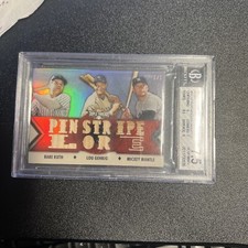 2012 Topps Triple Threads Relic Combos 1/1 YANKEES RUTH MANTLE GEHRIG BGS 7.5