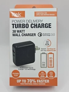 Wall Charger Itek Power Delivery Turbo Charge 38 Watt , Black - Photo 1 sur 2
