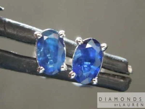 0.67ctw Blue Oval Sapphire Earrings R7732 Diamonds by Lauren - Picture 1 of 4