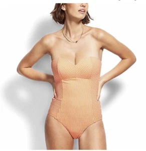 NWT $144 US 8 C/D Cup Seafolly Go Overboard Bandeau One Piece Melon - Picture 1 of 2