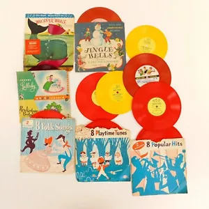 Vintage 14 Kids Records Red and Yellow 7" and 6" Wheaties Peter Pan Roy Roger - Imagen 1 de 6