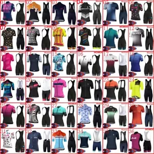 Womens Cycling Shorts Set 18 2021 Womens Team Cycling Jersey Bib Shorts Sets Summer Short Sleeve Bike Uniform