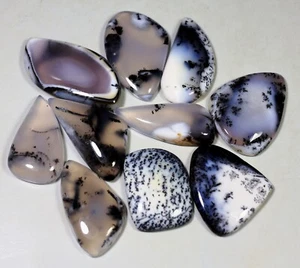 271 Ct Bulk Lot Natural Black Forest Dendrite Opal Fancy Cabochon Gems CR-458 - Picture 1 of 6