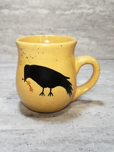 Handcrafted Raven Art Pottery Yellow Speckle Glazed Coffee Mug Artist Signed - Picture 1 of 13