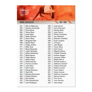 Topps NOW 2022 Checklist Card 201-300 300 with Witt, Rutschman, Nolan Gorman - Picture 1 of 2