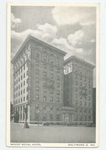 Tarjeta postal Mount Royal Hotel Baltimore Maryland MD Mt Royal Ave en Calvert St - Imagen 1 de 2