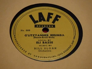 Eli Basse Bill Sloan 78 RPM Laff G'litzyanner Rhumba Lefkowitz The Kop Yiddish - Imagen 1 de 5
