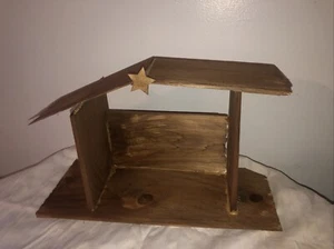 Handmade Manger Stable Approximately 16”x 12”x 7”. Put together with hot glue. - Picture 1 of 4