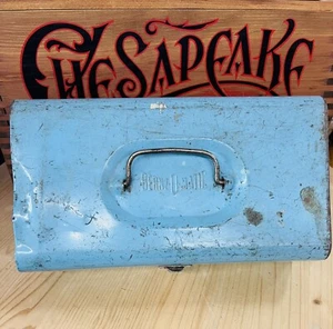 VTG Bernzomatic Metal Teal Blue Tool Tin Tackle Box Carrying Case Rare 6” X 11” - Picture 1 of 6