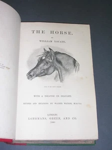 Equitation W. Youatt The horse with a treatise on Draught 1880 Anglais reliure - Imagen 1 de 6
