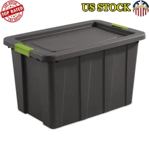 30 Gal Stackable Storage Bin W/ Latch Lid Durable Organizing Containers 4 Pack - Picture 1 of 6