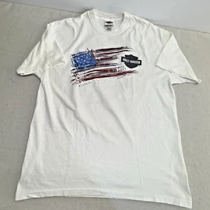 Harley-Davidson Whitt's Manassas Battlefied American Flag White T-Shirt L NWOT - Picture 1 of 7
