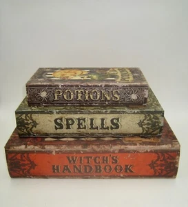 3 Halloween Faux Book Storage Boxes, Witches Handbook, Spells, Potions - Picture 1 of 9