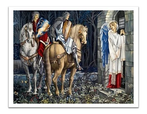 HOLY GRAIL TAPESTRIES Edward Burne Jones 1895 Vintage Painting 22x17" Art Print - Picture 1 of 2