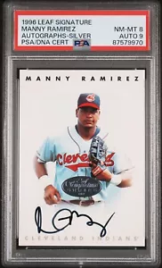 1996 Leaf Signature MANNY RAMIREZ SP Silver Autographs PSA 8 Auto 9 Indians Rare - Picture 1 of 2