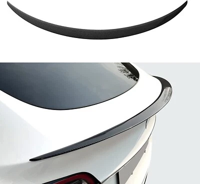 For Tesla Model Y 2020 - 2023 Rear Trunk Spoiler Tail Wing (Glossy Carbon Black) - Image 1 of 4