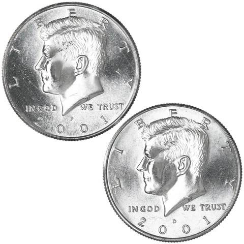 2001 P D Kennedy Half Dollar BU 2 Coin Year Set Cover