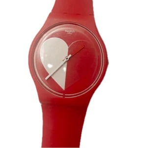 Swatch Swiss "In Case Of Love HALF 3" weiß rot Uhr 44mm neue Batterie - Bild 1 von 9
