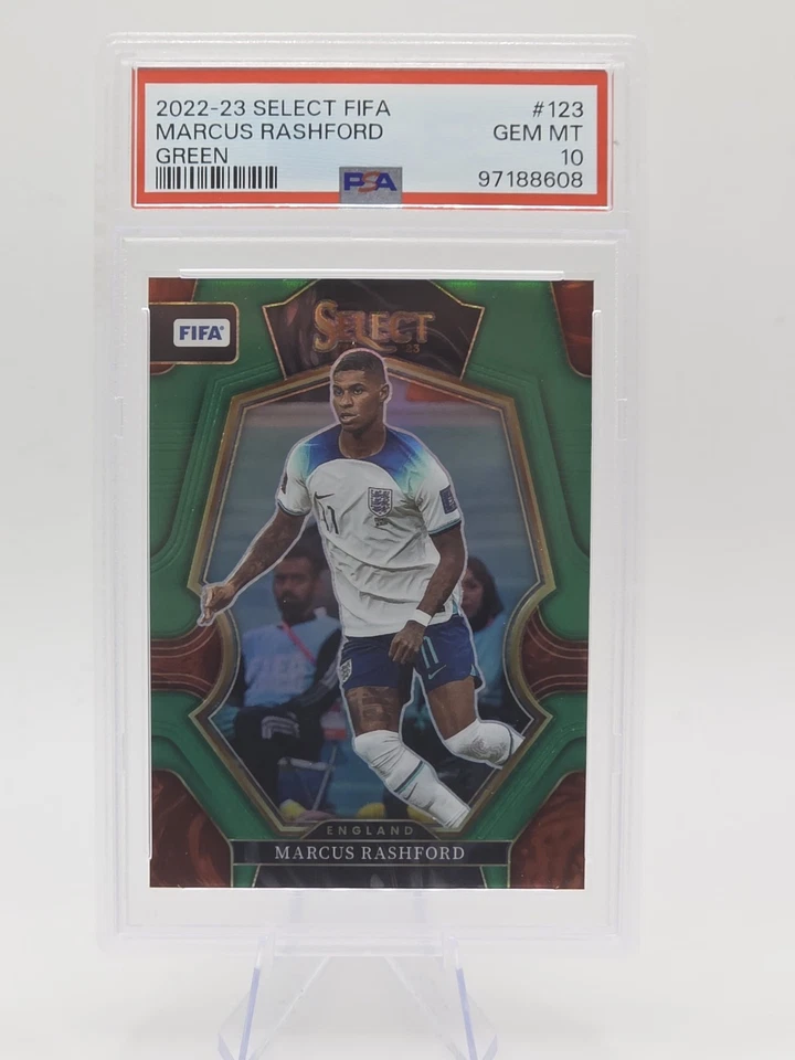 Marcus Rashford 2022-23 Panini FIFA Select Green Refractor /5 PSA 10  - Image 1 of 2