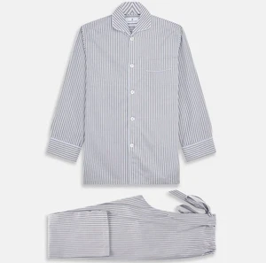 Turnbull & Asser Pyjama Set Pale Blue Striped Quin Made England Mens Soft size L - Picture 1 of 17