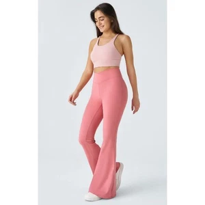 Halara High Waisted Crossover Ruched Butt Lifting Super Flare Yoga Leggings, L - Picture 1 of 14